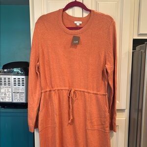 J. Jill Orange Long Sleeve Sweater Dress Large